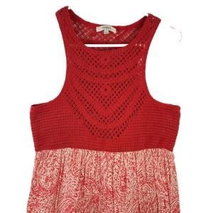 Umgee USA Crocheted Tank Top Dress Red Cotton Polyester Red Size Large